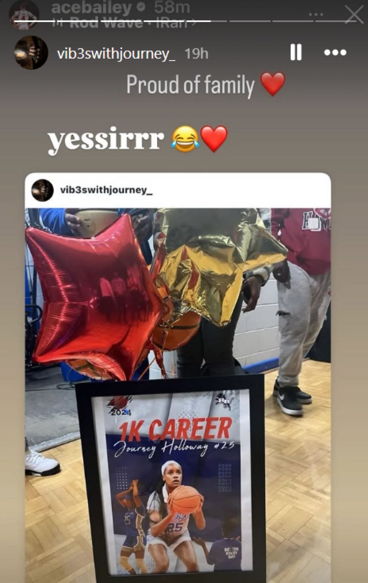 Journey Halloway shows her appreciation for Ace Bailey (Image: IG/vib3swithjourney_)